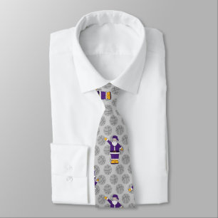 purple yellow christmas basketball santa claus tie