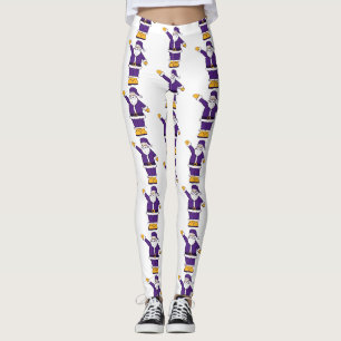 purple yellow christmas santa claus leggings