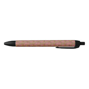 Purple Yellow Color Hand Drawn Mandala Black Ink Pen