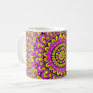 Purple Yellow Colour Hand Drawn Mandala Coffee Mug
