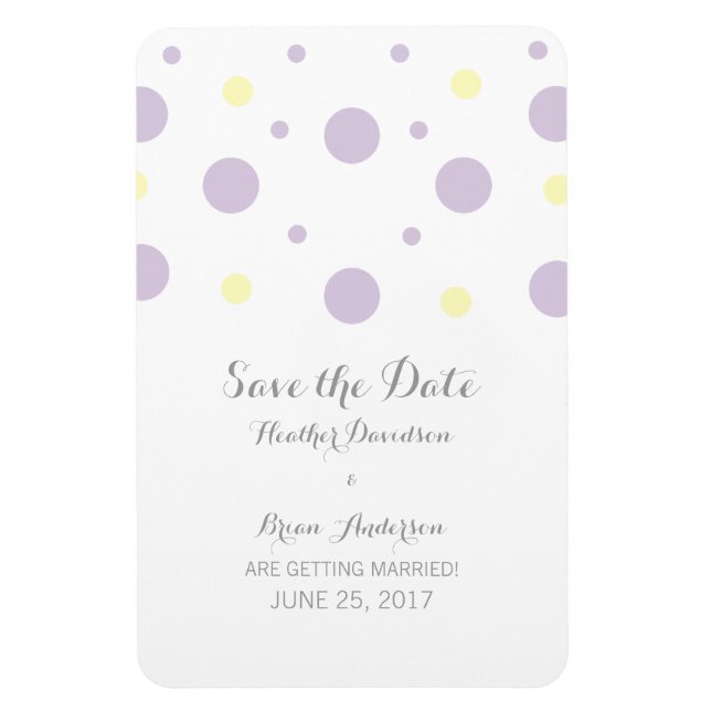 Purple Yellow Confetti Save the Date Magnet (Vertical)