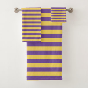 Purple & Yellow Contemporary Stripe Bath Towel Set
