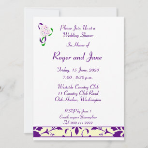 Purple, Yellow, Damask Bridal Shower Invitation