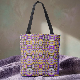 Purple & Yellow Diamond Geometry Tote Bag
