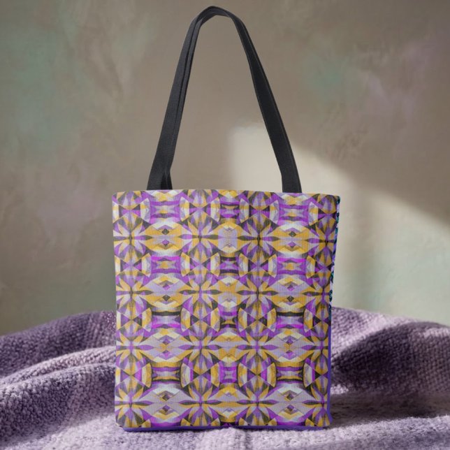 Purple & Yellow Diamond Geometry Tote Bag (Creator Uploaded)