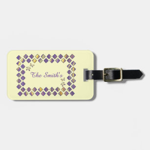 Purple Yellow Diamonds Butterflies Luggage Tags