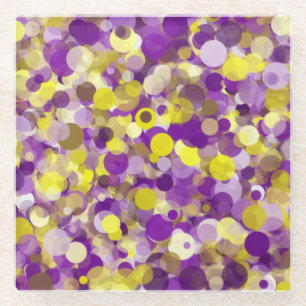 Purple Yellow Dot Glass Coaster