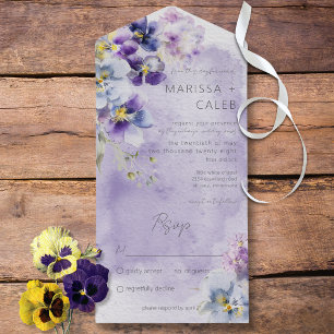 Purple & Yellow Floral Modern No Dinner All In One Invitation