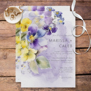Purple & Yellow Floral Modern Wedding Invitation