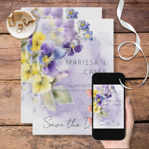 Purple & Yellow Floral Modern Wedding Save The Date