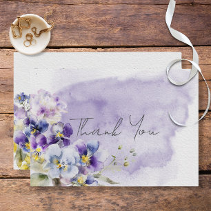 Purple & Yellow Floral Modern Wedding Thank You Card