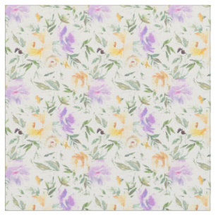 Purple Yellow Floral Pattern Flowers Fabric