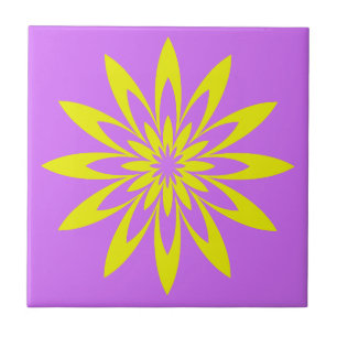 Purple Yellow Flower Ceramic Tile