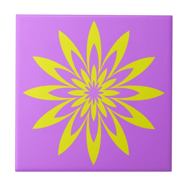 Purple Yellow Flower Ceramic Tile (Front)