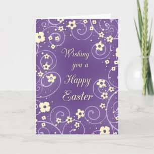 Purple & Yellow Flowers Happy Easter Card