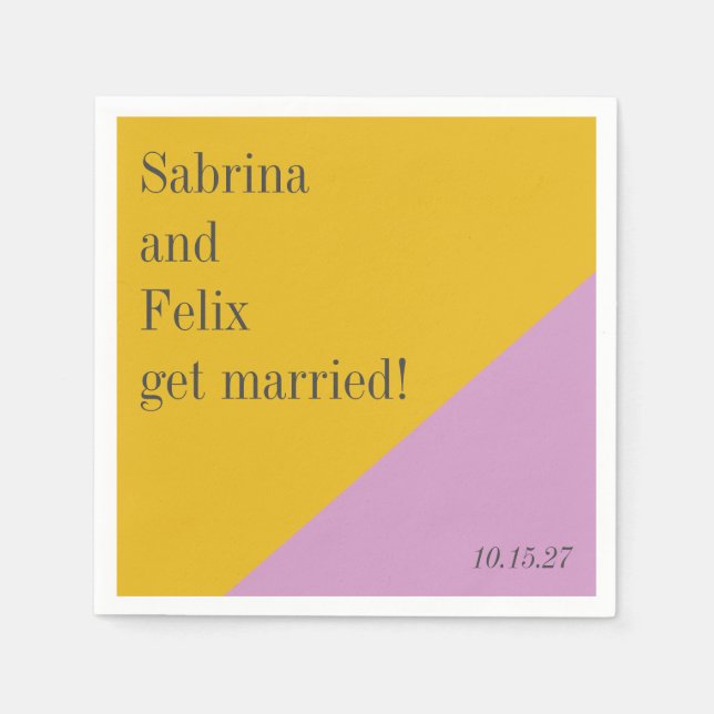 Purple Yellow Geometric Modern Custom Wedding Napkin (Front)