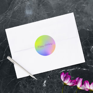 purple yellow gradient birthday classic round sticker