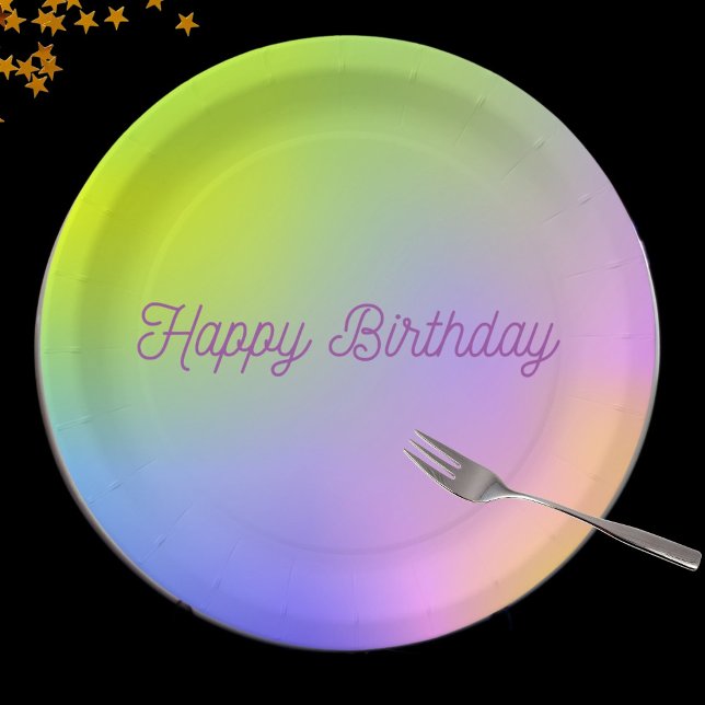purple yellow gradient birthday  paper plate (Creator Uploaded)