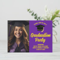 Purple Yellow Graduate Photo 2025 Graduation Party