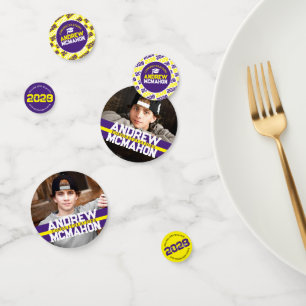 Purple Yellow Graduation Photo Personalised Party Confetti