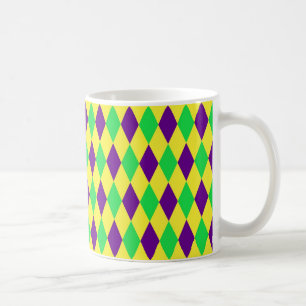 Purple Yellow Green Harlequin Pattern Coffee Mug