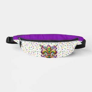 Purple yellow green Mardi Gras fleur de lis Bum Bags