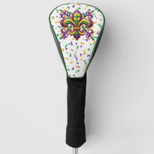Purple yellow green Mardi Gras fleur de lis Golf Head Cover