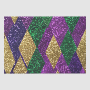 Purple Yellow Green Mardi Gras Glitter Pattern Tissue Paper
