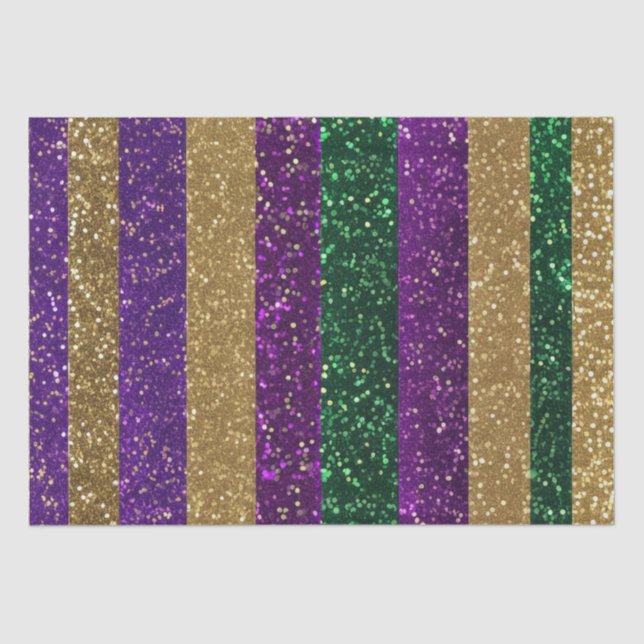 Purple Yellow Green Mardi Gras Glitter Pattern Tissue Paper (Front)
