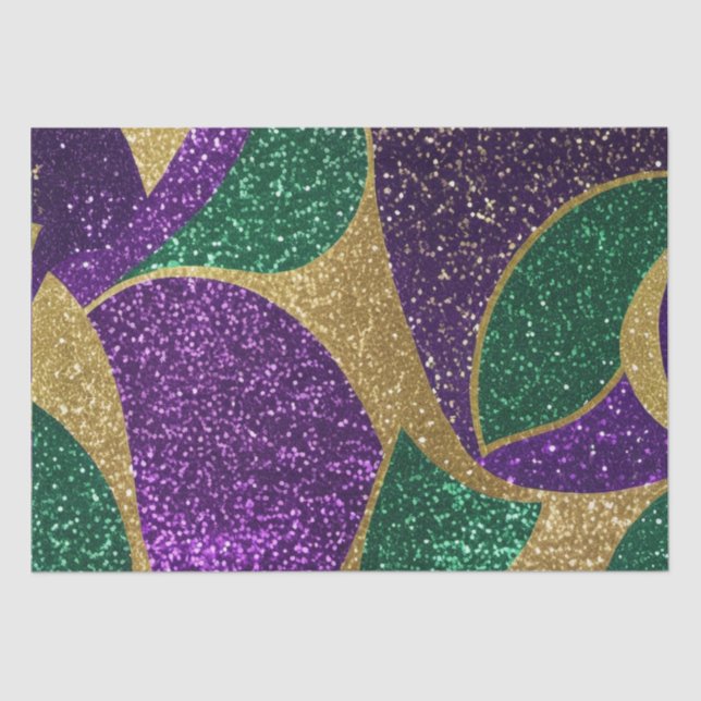 Purple Yellow Green Mardi Gras Glitter Pattern Tissue Paper (Front)