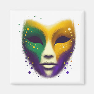 Purple yellow green Mardi Gras mask Magnet