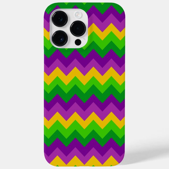 PURPLE YELLOW GREEN MARDI GRAS ZIG ZAG STRIPES Case-Mate iPhone CASE (Back)