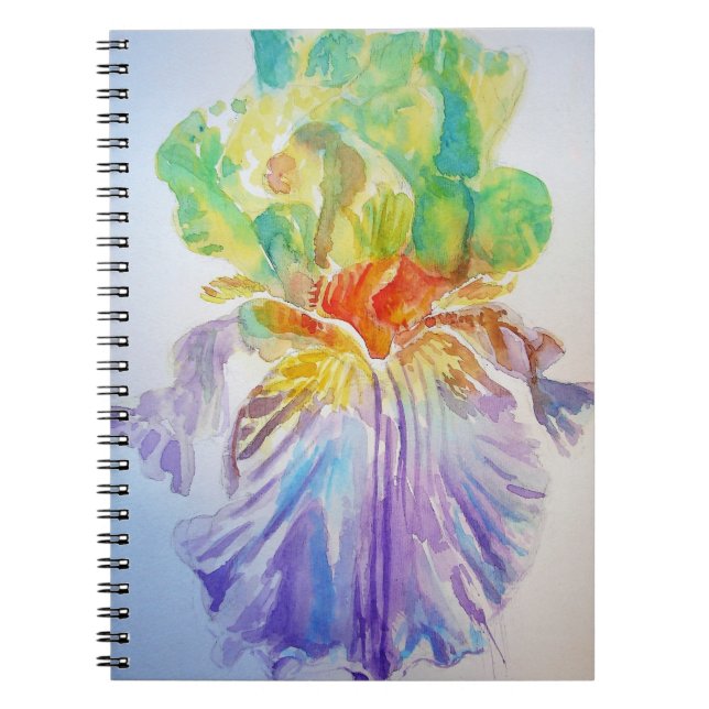 Purple Yellow Iris Floral Flowers Notebook (Front)