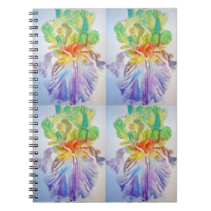 Purple Yellow Iris Pattern Floral Flowers Notebook