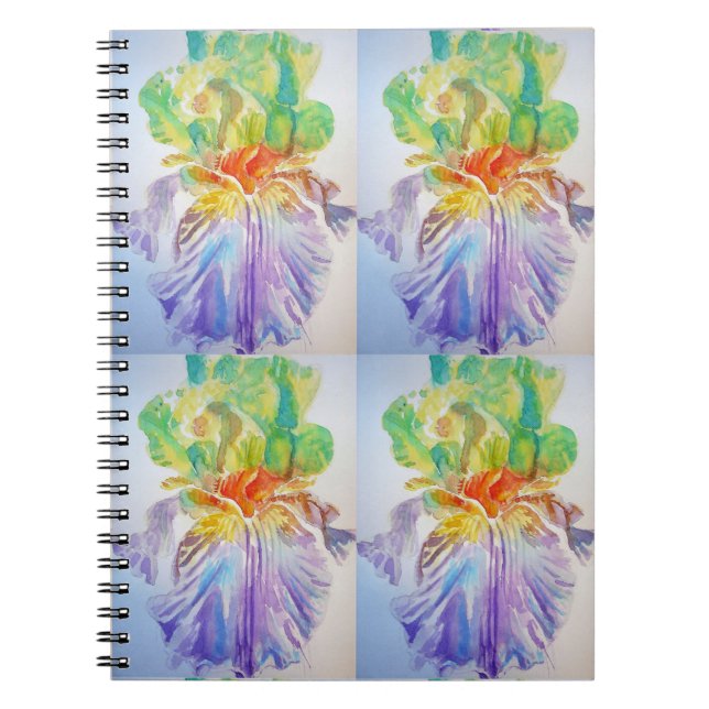 Purple Yellow Iris Pattern Floral Flowers Notebook (Front)