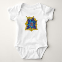 Purple Yellow Mandala Baby Jersey Bodysuit, White