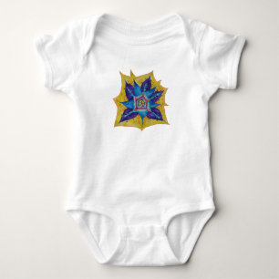 Purple Yellow Mandala  Baby Jersey Bodysuit, White Bodysuit