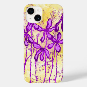 Purple/yellow Paint Splatter & Lilies Case-Mate iPhone 14 Case