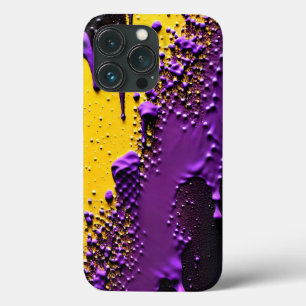 Purple & Yellow Paint Splattered & Dripping iPhone 13 Pro Case