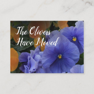 Purple & Yellow Pansies Change of Address Card