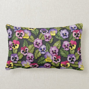 Purple & Yellow Pansies Floral Throw Pillow