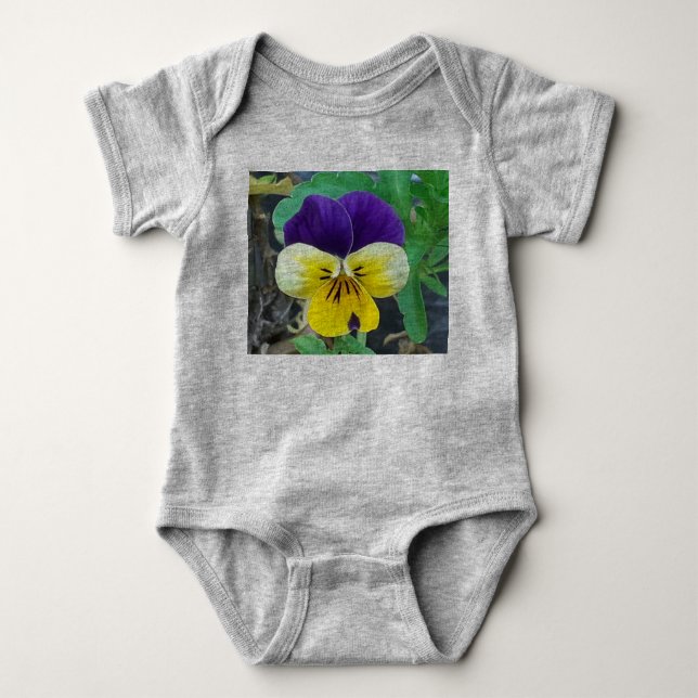 Purple & Yellow Pansy  Baby Bodysuit (Front)