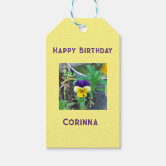 Purple & Yellow Pansy Birthday Gift Tags