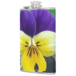 Purple & Yellow Pansy   Hip Flask