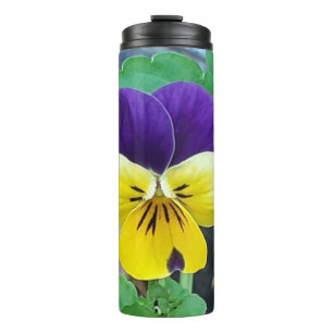 Purple & Yellow Pansy  Thermal Tumbler