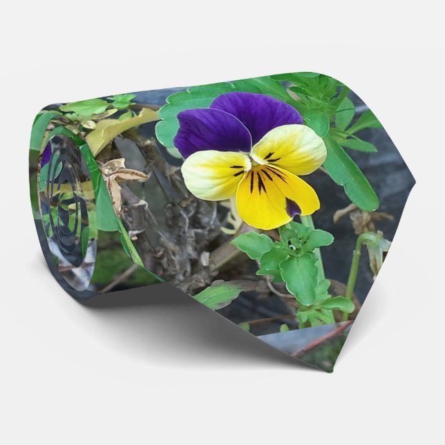 Purple & Yellow Pansy Tie (Rolled)