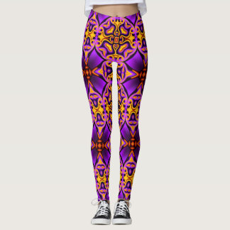 Purple Yellow Patterned Leggings