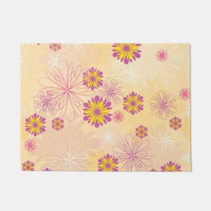 Purple Yellow Peonies Floral Garden Spring Flowers Doormat