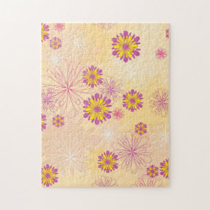Purple Yellow Peonies Floral Garden Spring Flowers Jigsaw Puzzle