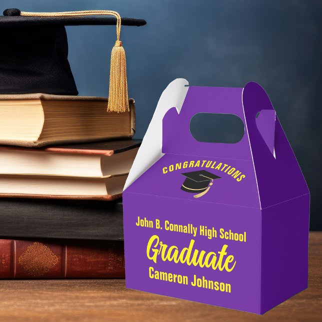 Purple Yellow Personalised Graduation Party Favour Box (Creator Uploaded)